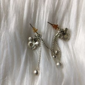 2 pairs cute bow heart and bear earrings